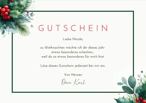 Gutscheinkarte Weihnachten Mistelzweige botanisch 3
