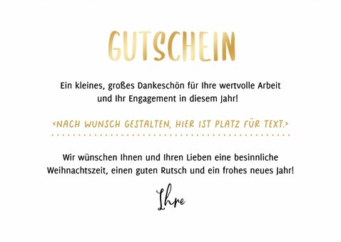 Gutscheinkarte Weihnachten Mitarbeiter Goldschrift 3