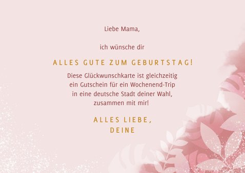 Gutscheinkarte zum Geburtstag rosa Blumen 3