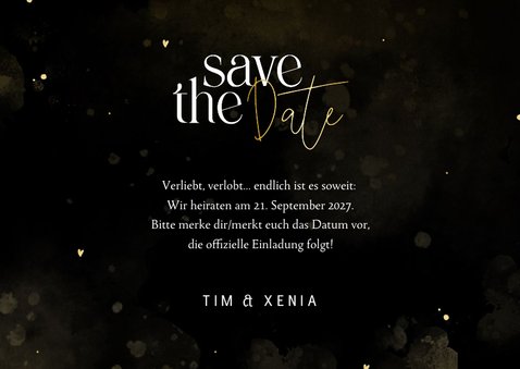 Hochzeit Save-the-Date-Karte schwarz-gold 3