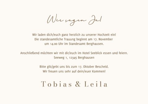 Hochzeitseinladung Beige Minimalistisch Ampersand 3