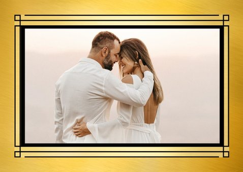 Hochzeitseinladung schwarz-gold Artdeco VIP-Ticket 2