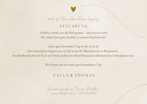 Hochzeitseinladung Weltkarte & Flugzeug Gold 3