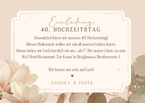Hochzeitsjubiläum 40 Jahre Fotocollage Vintage Ticket 3