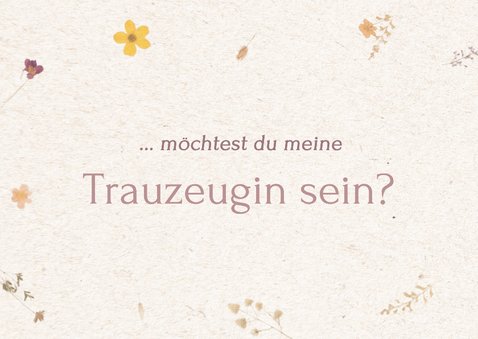 Hochzeitskarte Trauzeugin fragen Papier gepressten Blumen 2