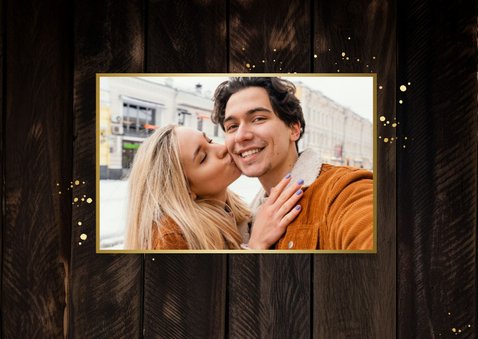 Jubiläumskarte Fotocollage Holzoptik 5. Hochzeitstag 2