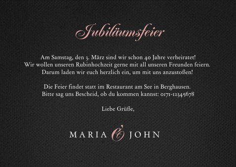 Jubiläumskarte Rubinhochzeit vintage mit 2 Fotos 3