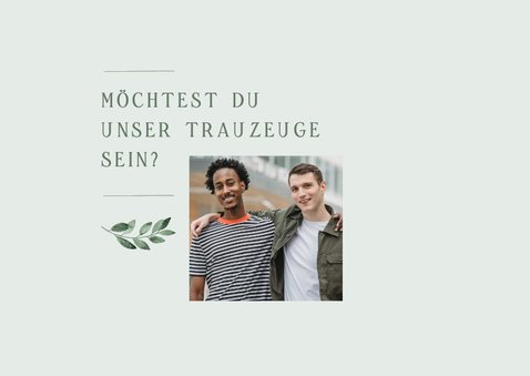 Karte für Trauzeugen grüner Zweig 2