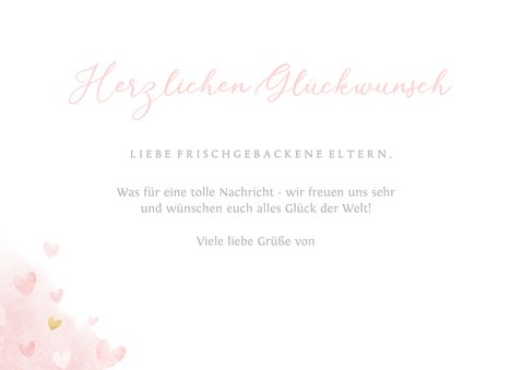 Karte Glückwunsch Geburt rosa Elefanten 3