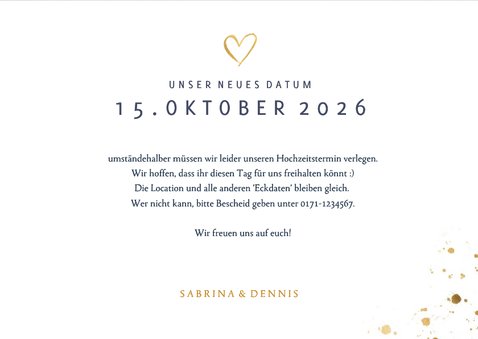 Karte Terminänderung Hochzeit Good things 3