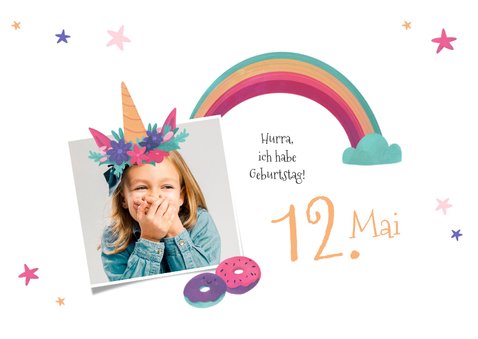 Kindergeburtstag Einladungskarte Einhorn & Foto 2
