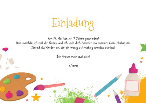 Kindergeburtstag Foto-Einladung zur Bastelparty 7 Jahre 3