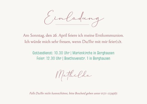 Kommunionseinladung kleiner Zweig 3