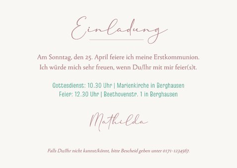 Kommunionseinladung kleiner Zweig 3