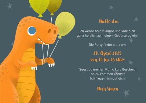 Lustige Dino-Einladung zum 6. Kindergeburtstag mit Foto 3