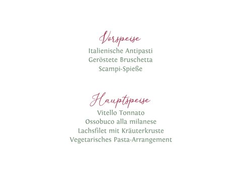 Menue-Karte Hochzeit mit Hibiskus 2