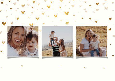 Muttertagskarte 'Liebste Mama!' drei Fotos und Herzen 2