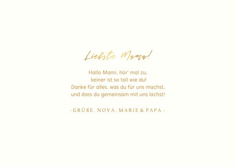 Muttertagskarte 'Liebste Mama!' drei Fotos und Herzen 3