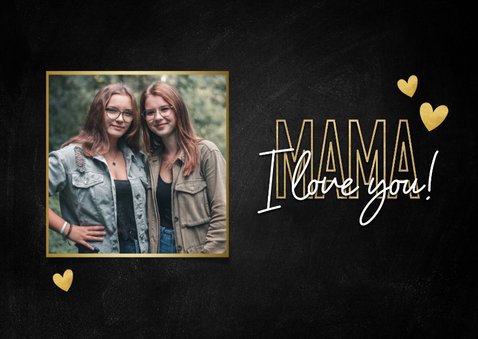 Muttertagskarte 'Mama I love you!' Typografie mit Herzen 2