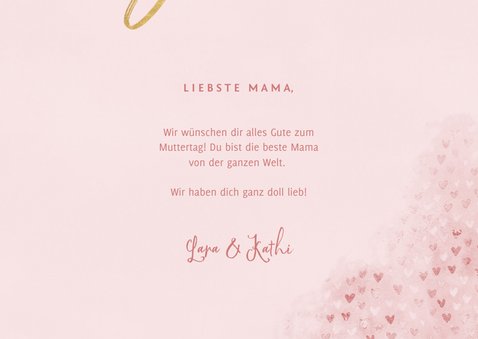 Muttertagskarte rosa eigenes Foto und Herzchen 3