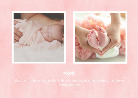 Namensweihe Einladungskarte Füßchen rosa & Fotos 2