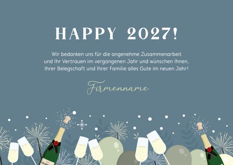 Neujahrskarte Firma Silvester & Schneeflocken 3
