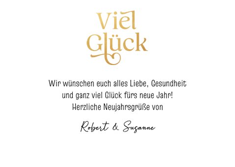Neujahrskarte Glücksbringer Golddruck 3