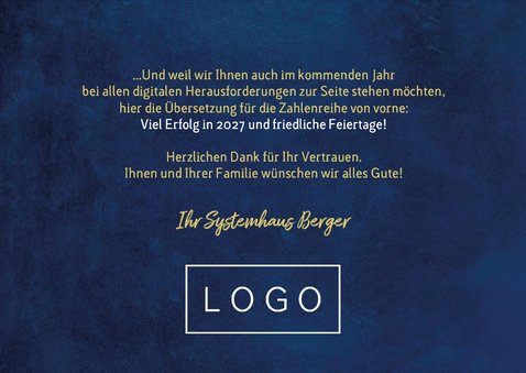 Neujahrskarte IT-Firma Binärcode 3