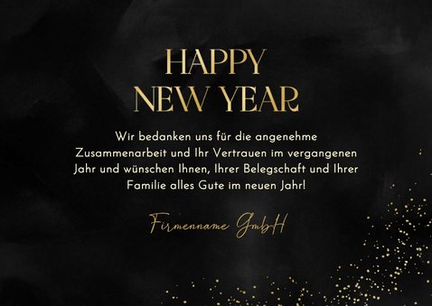 Neujahrskarte schwarz 'Happy New Year' Firmenname 3