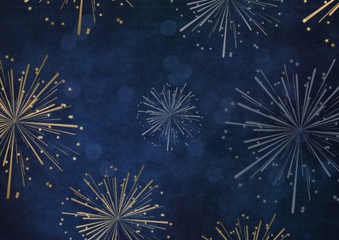 Neujahrskarte Zwölf Uhr und Feuerwerk Rückseite