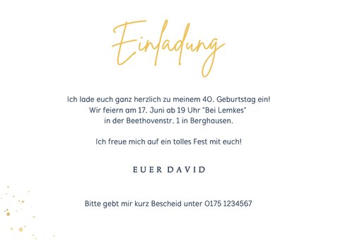 Partyeinladung Geburtstag blau Kalender & Fotos 3