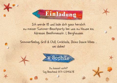 Partyeinladung Geburtstag Sommer-Beachparty 3