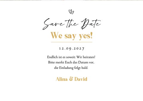 Save the Date Karte zur Hochzeit Goldschrift 3