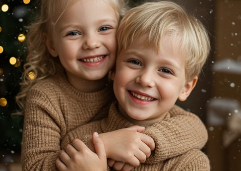 Schlichte Fotocollage weihnachtlich gold mit 4 Fotos 2