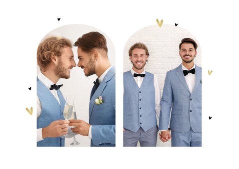 Stilvolle Foto-Dankeskarte Hochzeit Männer in Silhouette 2