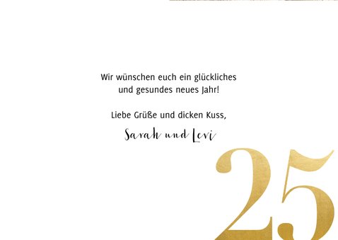 Stilvolle Neujahrskarte mit großem Foto und 2025 3