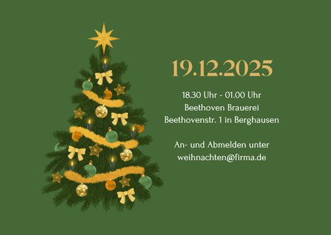 Ticket-Einladungskarte Weihnachtsfeier geschäftlich grün 2