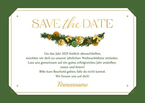 Ticket-Einladungskarte Weihnachtsfeier geschäftlich grün 3