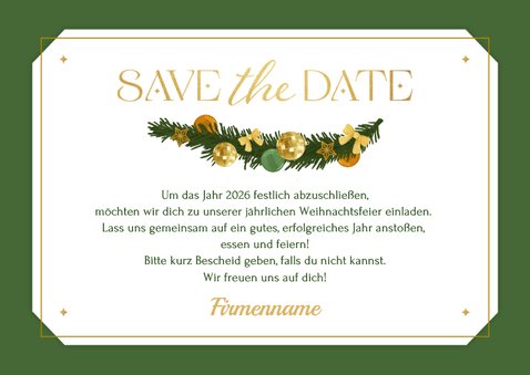 Ticket-Einladungskarte Weihnachtsfeier geschäftlich grün 3