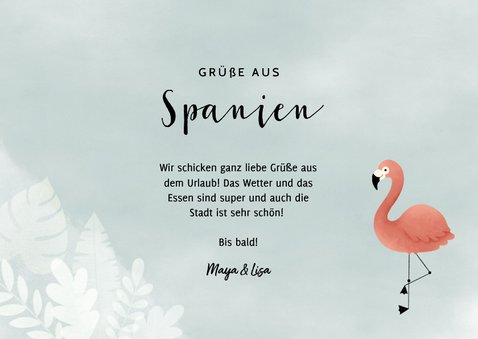 Trendy Urlaubskarte mit eigenen Fotos und Flamingo 3