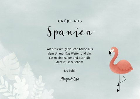 Trendy Urlaubskarte mit eigenen Fotos und Flamingo 3