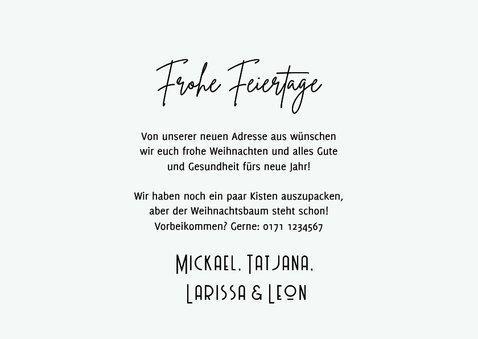 Umzugs-Weihnachtskarte mit Lichterkette um Kartons 3