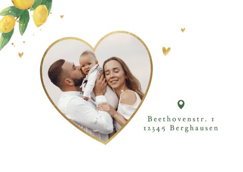 Umzugskarte Einladung Einweihung Zitrusfrüchte Fotocollage 2