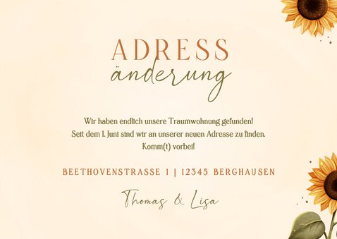 Umzugskarte Sonnenblumen Topfpflanze Foto 3