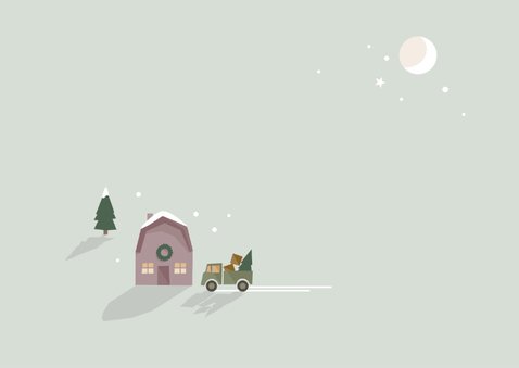 Umzugskarte Weihnachten Häuser mit Umzugswagen 2