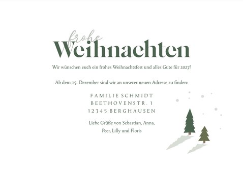 Umzugskarte Weihnachten Häuser mit Umzugswagen 3