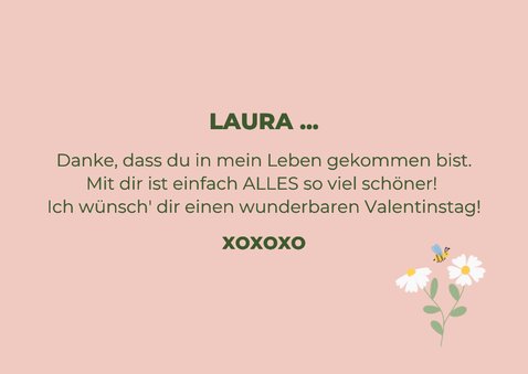 Valentinskarte 'I love you' Blumen und Bienen 3