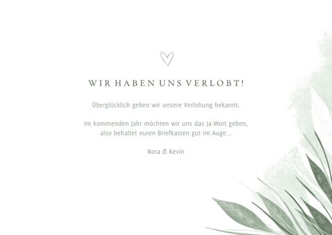 Verlobungskarte Fotocollage zierliche Blätter 3
