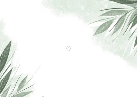 Verlobungskarte Fotocollage zierliche Blätter Rückseite