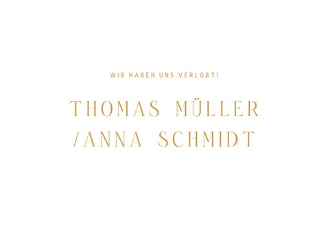 Verlobungskarte Goldschrift minimalistisch 2